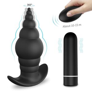 9 vibration modes wireless remote control cone type anal plug vibrator / prostate massager
