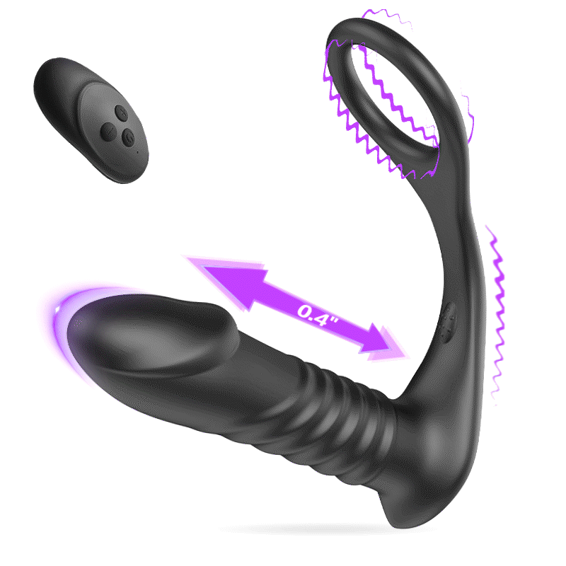 Vibrating Prostate Massager with Penis Ring - Triple Stimulation