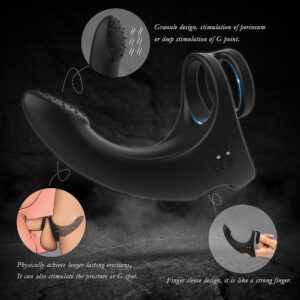 9 vibration modes multifunctional double ring penis ring