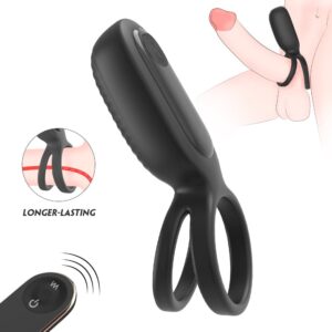 High elasticity double ring vibrating penis ring - black dark green