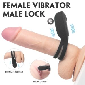 High elasticity double ring vibrating penis ring - black dark green