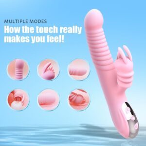 Multi-functional telescopic swing tongue licking rabbit heating vibrator