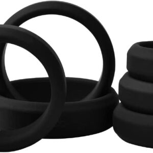 Cock Rings with 6 Different Size, Cob Soft Silicone Penis Ring Cockring Set for Men or Couples