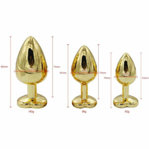 3Pcs Set Luxury Metal Butt Toys Heart Shaped Anal Trainer Jewel Butt Plug Kit SM