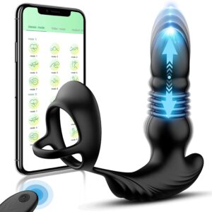 9 insertion and vibration modes prostate massager with cock ring, app and remote control anal sex toy