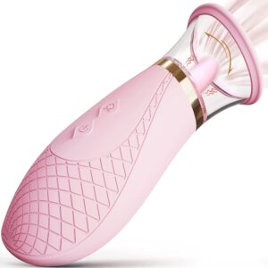 【NEW】3 in 1 Tongue sucking and licking clit or nipple stimulator-3 suction and 9 vibration pink