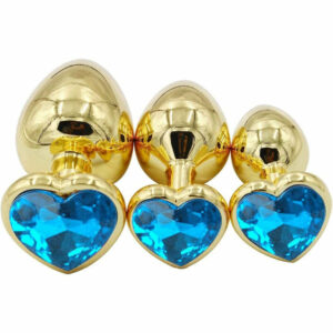 3Pcs Set Luxury Metal Butt Toys Heart Shaped Anal Trainer Jewel Butt Plug Kit SM