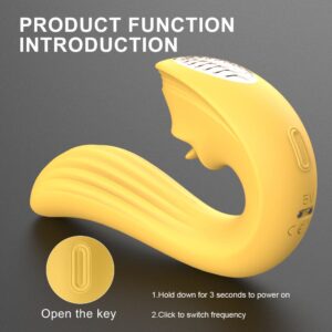 2 in 1 clitoral tongue dildo vaginal G-spot vibrator, 9 modes - banana yellow, burgundy, black