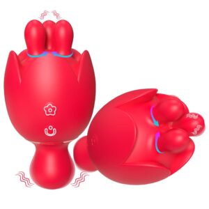 Two-in-one rose shaped nipple C-spot rotating vibrating waterproof silicone massager