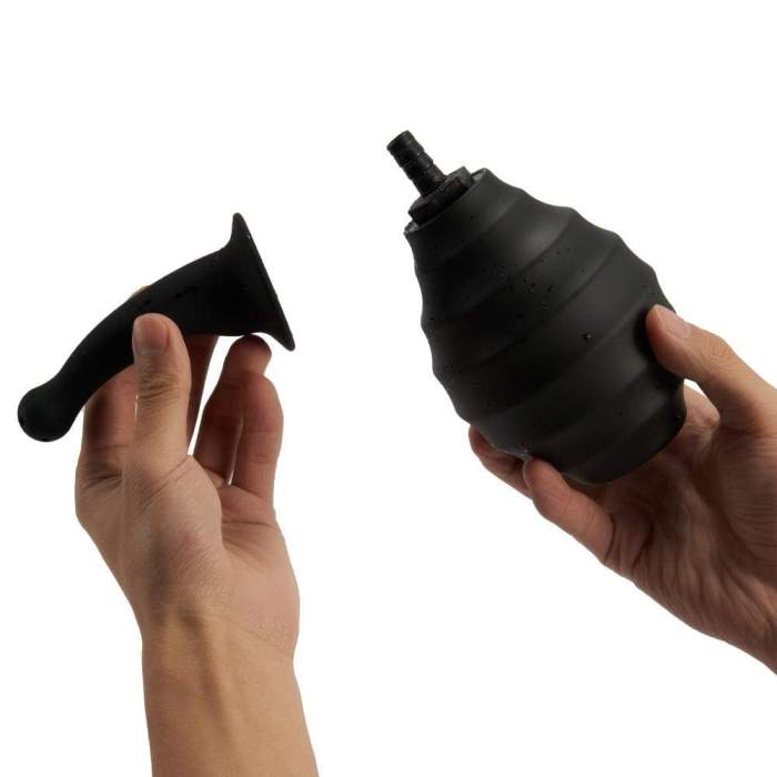 380ML Curved Tip Silicone Ribbed Anal Douche Fleshline