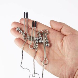 Beaded Pendant Chain Nipple to Clit Tweezer Clamp Set