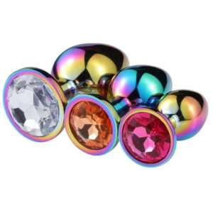 3pcs Stainless Steel Colorful Luxurious Diamond Butt Plugs Set