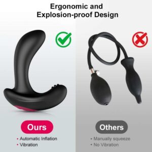 Inflatable Butt Plug Vibrator Wireless Remote Control Male Prostate Massager