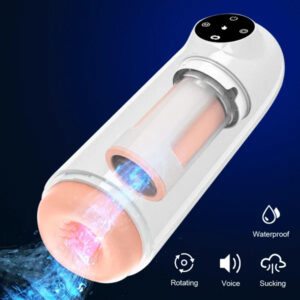 P1 100% Waterproof Blowjob Machine Rotation Suction Heating Function Male Masturbator