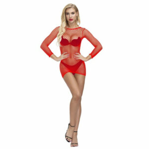 Red Sparkle Crotchless Bodystocking