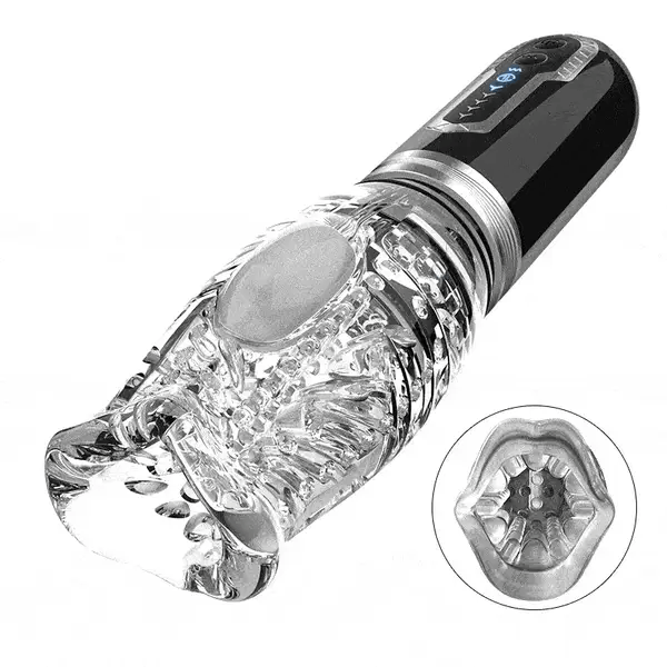 Amber-Double Egg 5 Thrusting & 5 Rotating & 7 Vibrating Modes Auto Oral Sex Handheld Masturbator