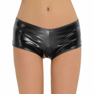 Metallic Shiny Crotchless Shorts