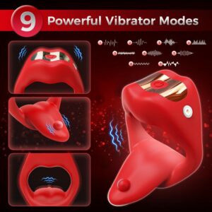 Penis Ring Tongue Design with 9 Vibration Modes Male Couples Sex Toys Clitoral Vibrator