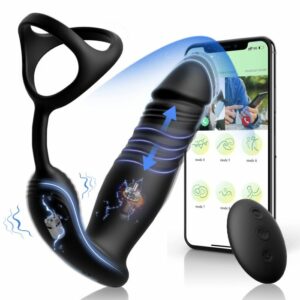 Fleshline 6 Mode Prostate Massager with Cock Ring, App and Remote Control for Couples