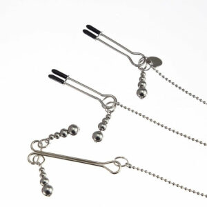 Beaded Pendant Chain Nipple to Clit Tweezer Clamp Set