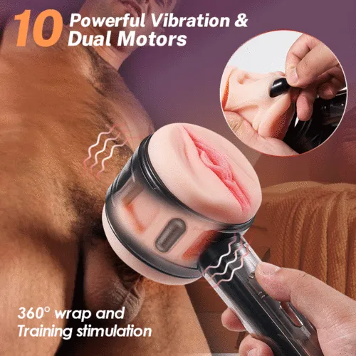 Fleshline™ 10 Vibrating Modes Anal and Vaginal 2-in-1 Handheld Masturbator