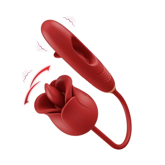 Fleshline Cherry Red Dual Rotating Bead 10 Vibrating 6 Thrusting G Spot Vibrator